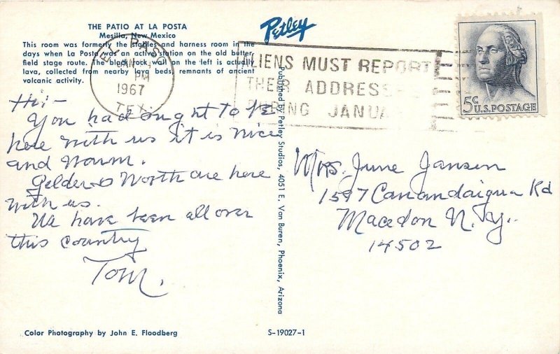 Mesilla New Mexico~Patio at La Posta~1967 Postcard
