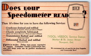 1920-30's NEWPORT DELAWARE TYDOL-VEEDOL SERVICE STATION ART DECO STYLE POSTCARD