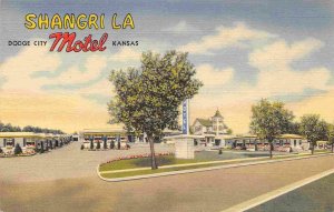 Shangri La Motel Dodge City Kansas linen postcard