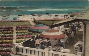 Sea Girt New Jersey NJ Hotel Stockton Hand Colored 1930s Postcard