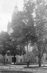 RPPC GARY METHODIST CHURCH WHEATON ILLINOIS REAL PHOTO POSTCARD (c. 1920)