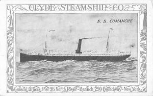 SS Comanche Clyde Steamship Co Boat Waterfront Antique Postcard K63397