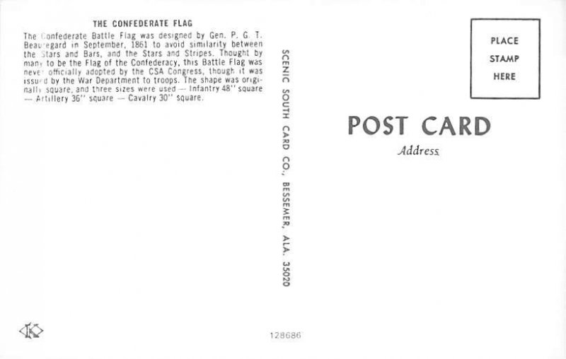 The Confederate Flag Civil War Postcard