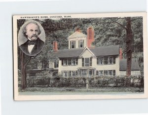 Postcard Hawthorne's Home, Concord, Massachusetts