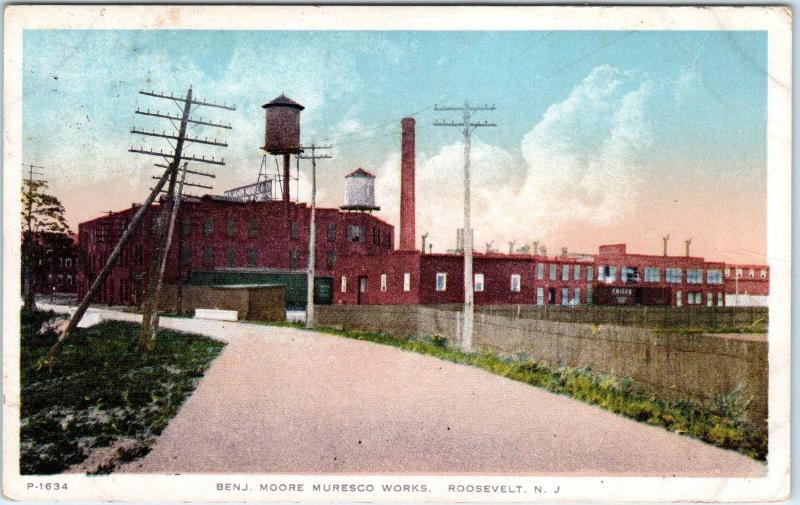 ROOSEVELT, NJ New Jersey  BENJ. MOORE MURESCO WORKS  1920 Postcard