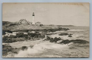 PORTLAND MAINE LIGHTHOUSE VINTAGE REAL PHOTO POSTCARD RPPC