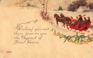 VINTAGE POSTCARD NEW YEAR'S GREETINGS ON LINEN CARD HAS FAULTS - SPACEFILLER