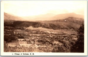 Village Of Gorham New Hampshire NH Buildings Residences Mountains RPPC Postcard