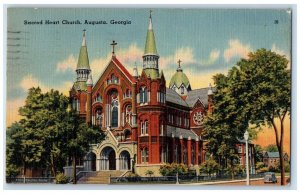 1948 Sacred Heart Church Street View Car Augusta Georgia GA Vintage Postcard 