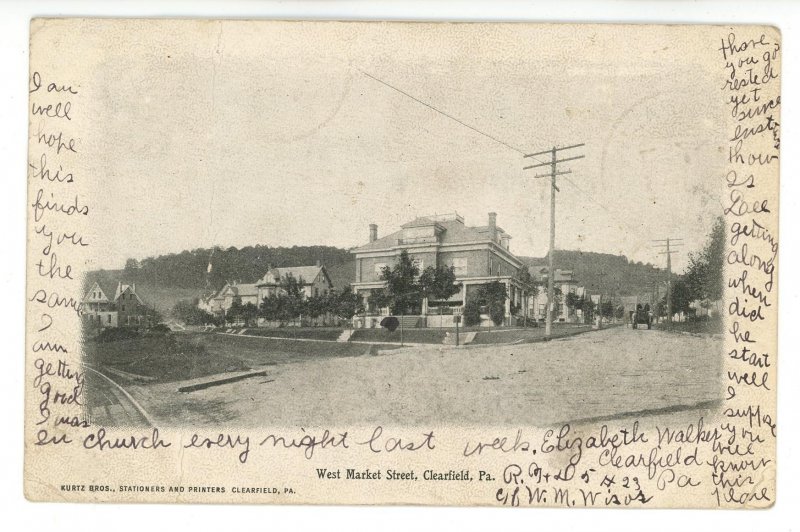 PA - Clearfield. West Market Street Circa 1900   (creases)