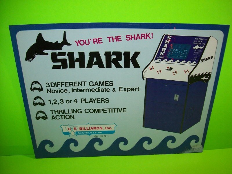 Shark Arcade FLYER 1975 Original Video Arcade Game Flyer Artwork Jaws Vintage