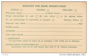 Request for Room Reservation, The Carolinian Motel, Wilmington, North Carolin...
