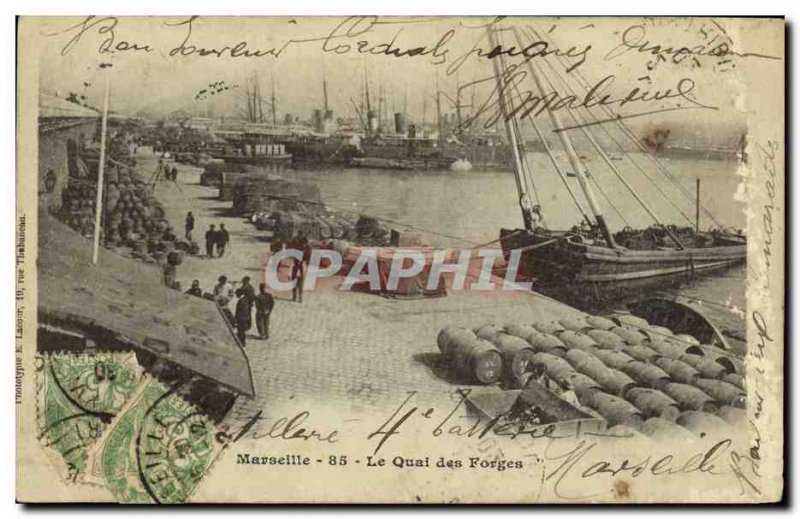 Old Postcard Marseille Quai des Forges Charter