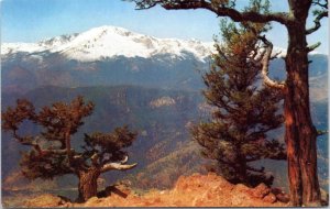 postcard CO - Pikes Peak from Rampart Range Road