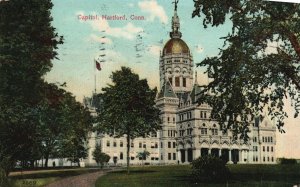 Vintage Postcard 1908 Pathway to State Capitol Building Hartford Connecticut CT