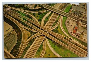 Vintage 1967 Postcard Aerial View of the Los Angeles Freeway Interchange CA