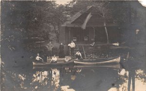 J58/ Alliance Ohio RPPC Postcard c1910 Boat House People Lake 281