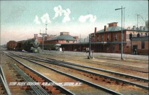 Utica NY New York Central RR Station Trains Track 1900s-20s Vintage Postcard