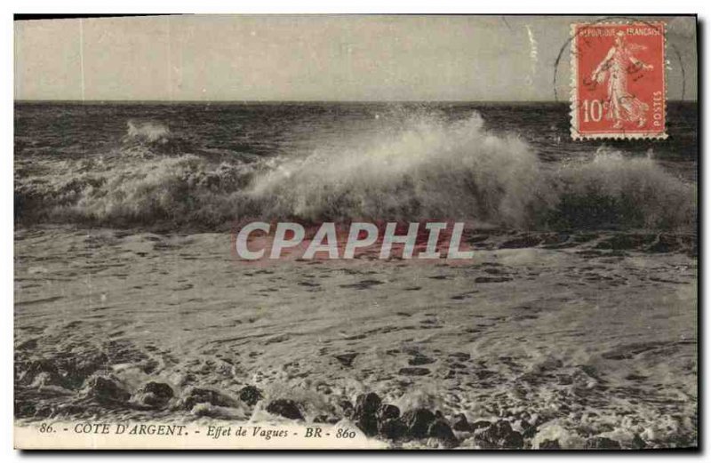 Old Postcard Côte d'Argent Waves Effect