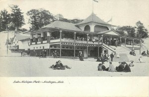 Vintage Postcard Lake Michigan Park Muskegon MI Pavillion