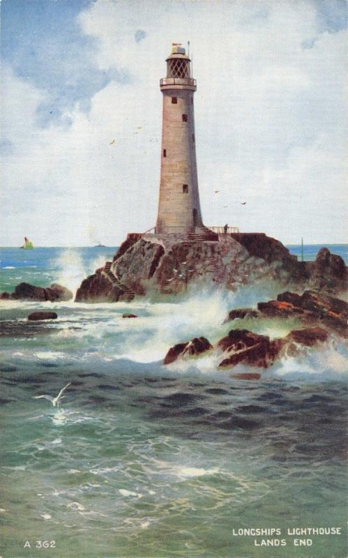 LANDS END CORNWALL UK~LONGSHIPS LIGHTHOUSE POSTCARD