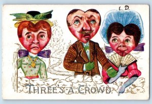 Tacoma Washington WA Postcard Three's A Crown Hearts Head Fan Embossed 1909