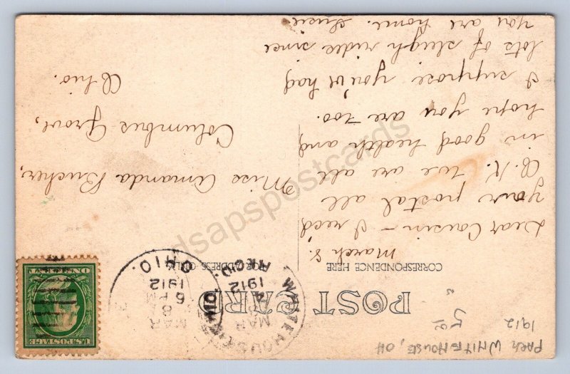 K1/ Whitehouse Ohio RPPC Postcard c1910 Park Monument Cannon  472