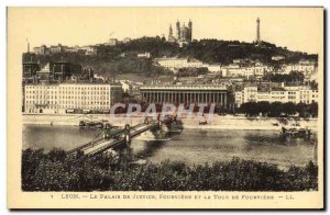 Old Postcard Lyon Courthouse Fourviere and the Tower of Fourviere