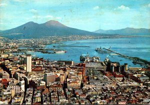 Italy Napoli Panorama With View Of Vesuvius 1959