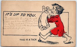 Postcard - It's Up To You., This Is A Tack - Ventriloquist Tack Comic Art Print