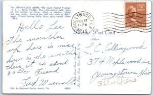 DANIA, Florida  FL    Roadside  CHANTICLEER MOTEL  1949    Postcard