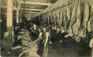 Postcard C-1910 Illinois Chicago Beef cutting Industry Interior Suhling 22-13564