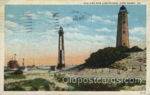 Cape Henry Lighthouse USA Lighthouse 1929 light crease top and bottom left co...