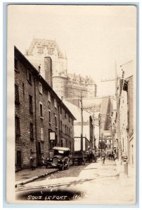 c1930's Sous Le Fort Car Bicycle Old Quebec Canada RPPC Photo Vintage Postcard 