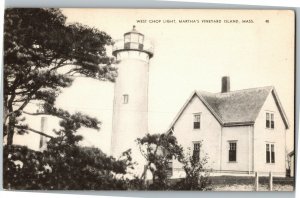 West Chop Light, Martha's Vineyard Island MA Vintage Postcard E69