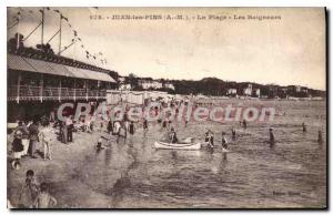 Old Postcard Juan Les Pins The Beach The Bathers