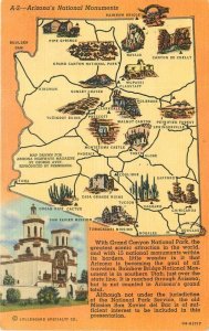 Arizona Map Attractions San Xavier Mission Lollesgard Teich Postcard 22-9319