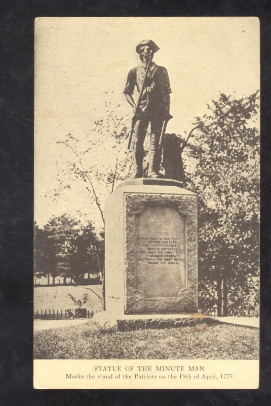 CONCORD MASSACHUSETTS BATTLE OF THE MINUTEMAN MONUMENT VINTAGE POSTCARD