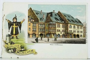 Germany Gruss aus Muchen Neues Hofbrauhaus Lithograph Postcard J13