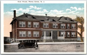 Club House Penns Grove New Jersey NJ Front Building Automobile Postcard