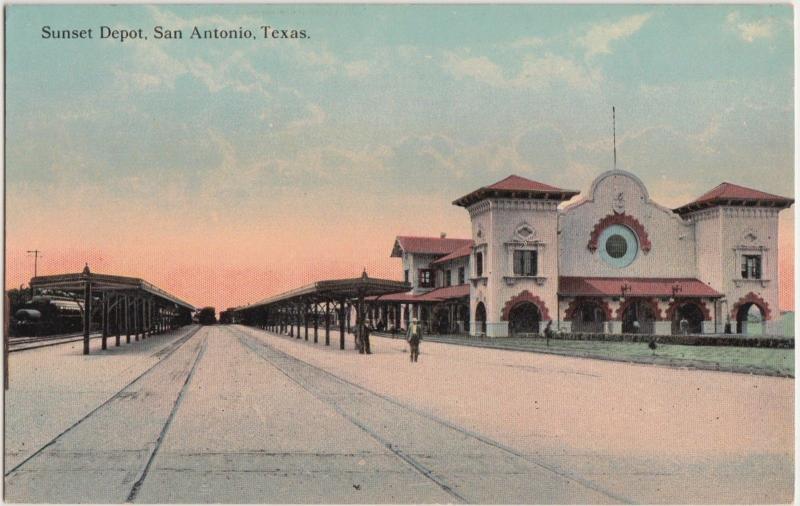 Texas Tx Postcard c1910 SAN ANTONIO Sunset Railroad DEPOT Station