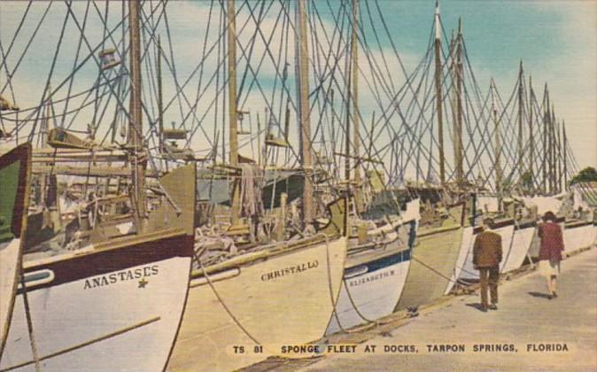 Florida Tarpon Springs Diver Sponge Fleet At The Docks