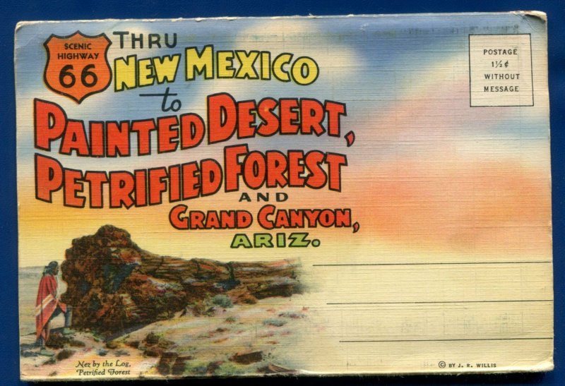 Route 66 Painted Desert New Mexico nm Grand Canyon Arizona az postcard folder