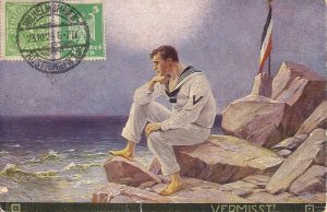 German Sailor Marooned, Uniform, 1924, Missing! Old German Flag, Navy