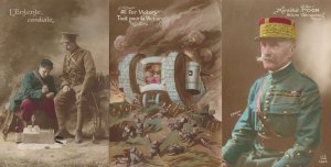 All For Victory French Tank 3x Military WW1 Postcard s