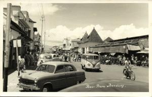 indonesia, JAVA BANDUNG, Pasar Baru, VW V.W. Bus (1957) RPPC Postcard