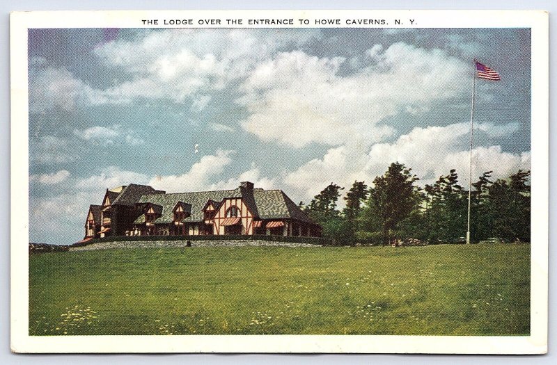 The Lodge Over Entrance To Hove Caverns New York NY Huge Grounds View Postcard