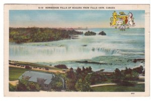 Horseshoe Falls Of Niagara From Falls View, 1941 Linen F.H. Leslie Postcard