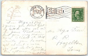 1914 Christmas Holly Inn Hotel PC Pocatello ID to Olga Freed Hazelton Iowa A281