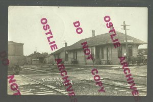 Elmore MINNESOTA RPPC 1911 DEPOT TRAIN STATION nr Blue Earth Fairmont Frost